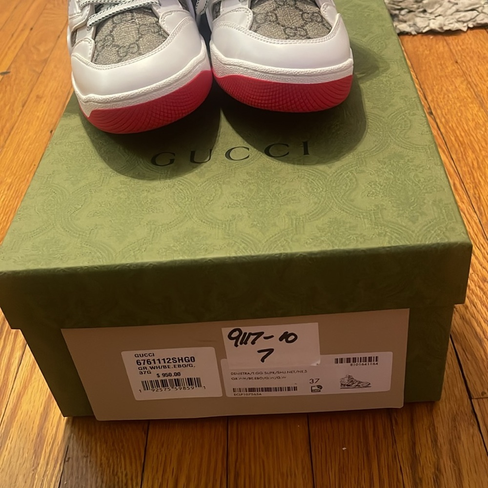 Gucci White, Green & Red GG High-Top Sneakers - Picture 4 of 4